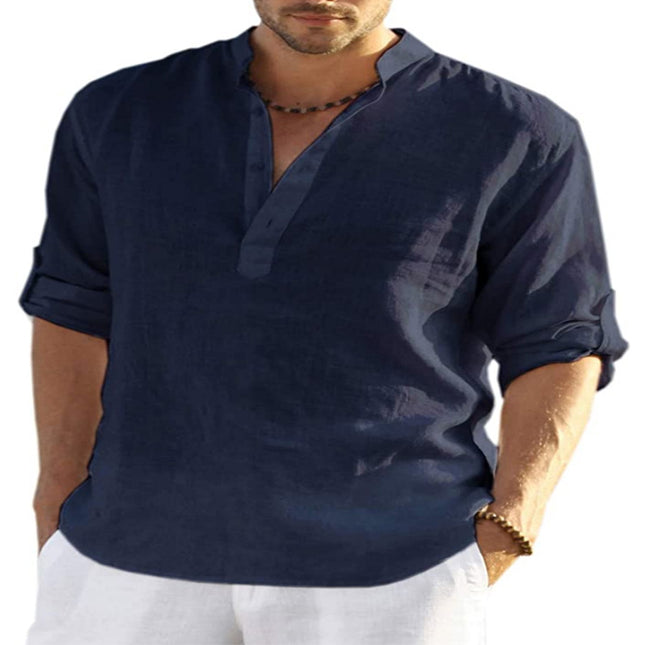 Men's Casual Long Sleeve Cotton linen shirt - Here 4 you
