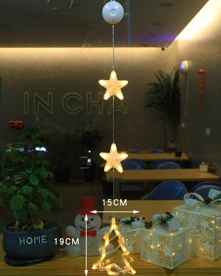 Christmas 3pcs LED Light Star Xmas Tree Hanging Window Ornaments Decoration For Home Xmas Navidad Christmas Decorations