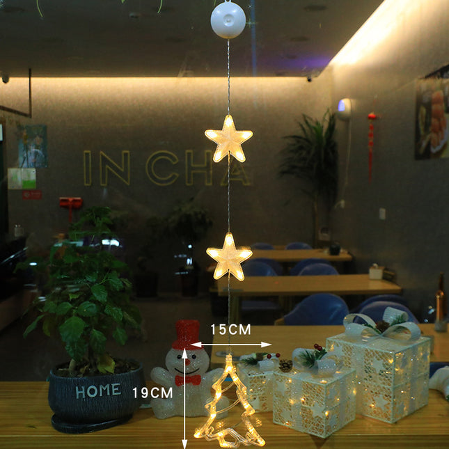 Christmas 3pcs LED Light Star Xmas Tree Hanging Window Ornaments Decoration For Home Xmas Navidad Christmas Decorations