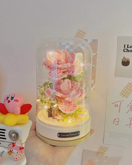 Rose Eternal Flower Building Block Jasmine Flower Assembled Music Box - Here 4 you