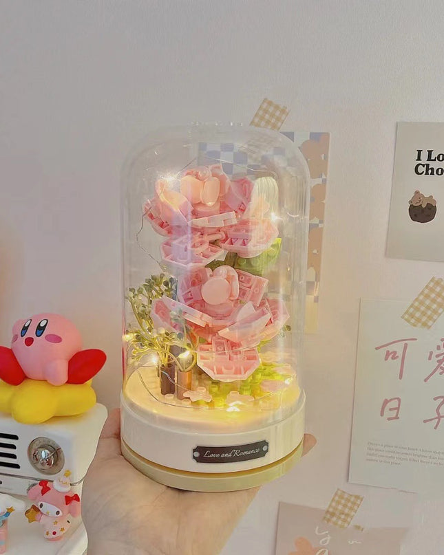 Rose Eternal Flower Building Block Jasmine Flower Assembled Music Box - Here 4 you