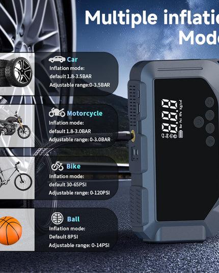 Car Battery Starter With Air Compressor 150PSI With Digital Tire Inflator 12V Car Battery (USA ONLY)