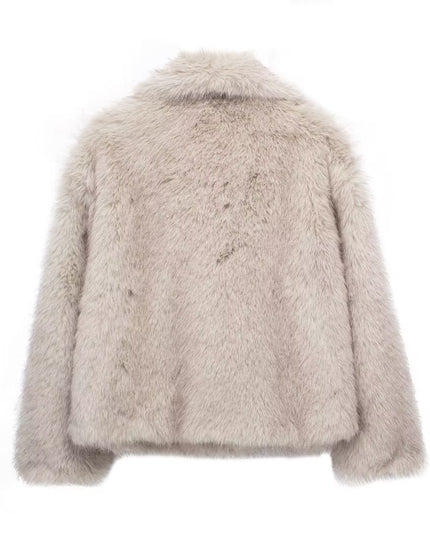 Winter Plush Coat Fashion Thicken Lapel Outwear Casual Long Sleeve Tops Womens Clothing
