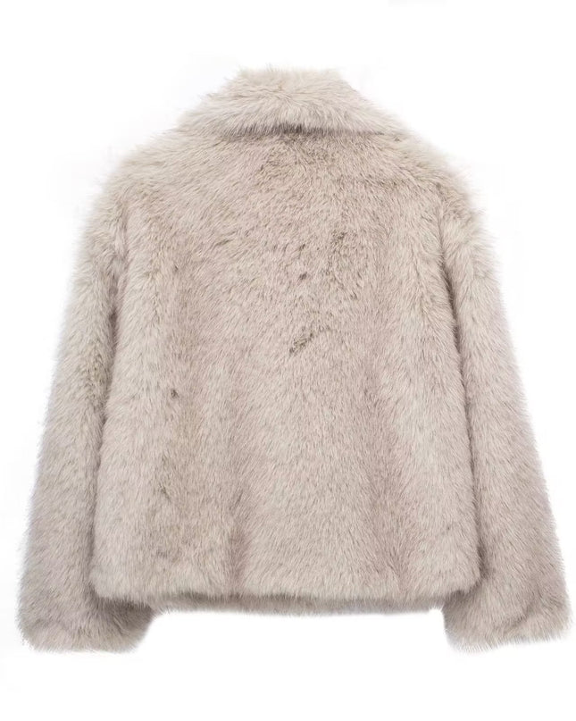 Winter Plush Coat Fashion Thicken Lapel Outwear Casual Long Sleeve Tops Womens Clothing