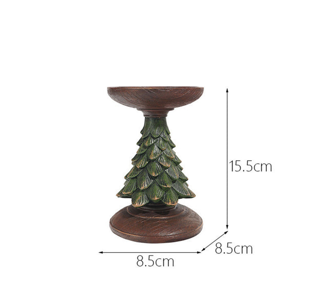 Resin Wooden Christmas Tree Candle Holder Base Christmas Decorations Candlestick Craft Home Living Room Decor