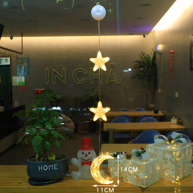 Christmas 3pcs LED Light Star Xmas Tree Hanging Window Ornaments Decoration For Home Xmas Navidad Christmas Decorations