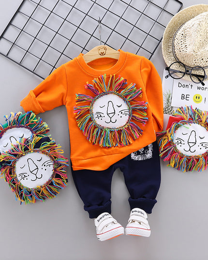 Round Neck Long-sleeved Sweater And Trousers Two-piece Children's Suit - Here 4 you