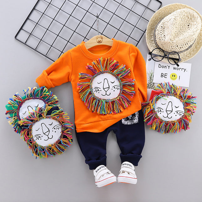 Round Neck Long-sleeved Sweater And Trousers Two-piece Children's Suit - Here 4 you