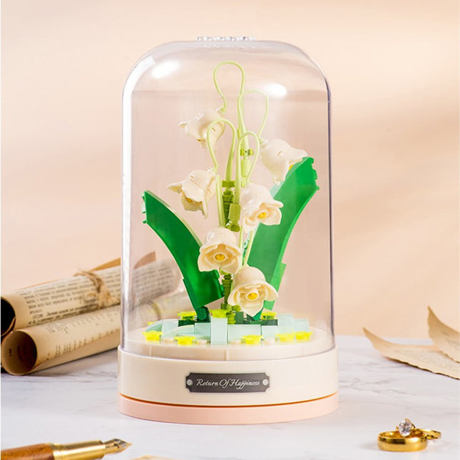 Rose Eternal Flower Building Block Jasmine Flower Assembled Music Box - Here 4 you
