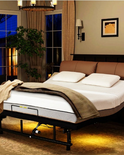 Adjustable Bed Base Frame Head And Foot Incline Quiet Motor King Size Zero Gravity, 4 Ports USB, Under-Bed Nightlight