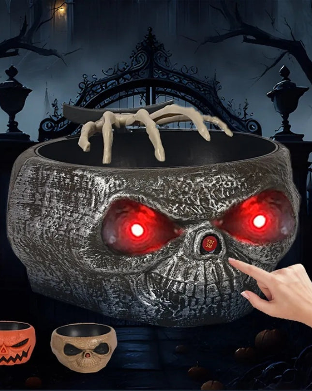 Halloween Candy Bowl Plastic Pumpkin Bowl With Motion Activated Hand, Halloween Serving Dishes Battery Operated Halloween Pumpkins Bowl For Trick-or-Treaters Party