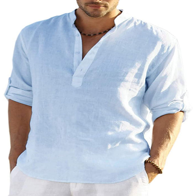 Men's Casual Long Sleeve Cotton linen shirt - Here 4 you