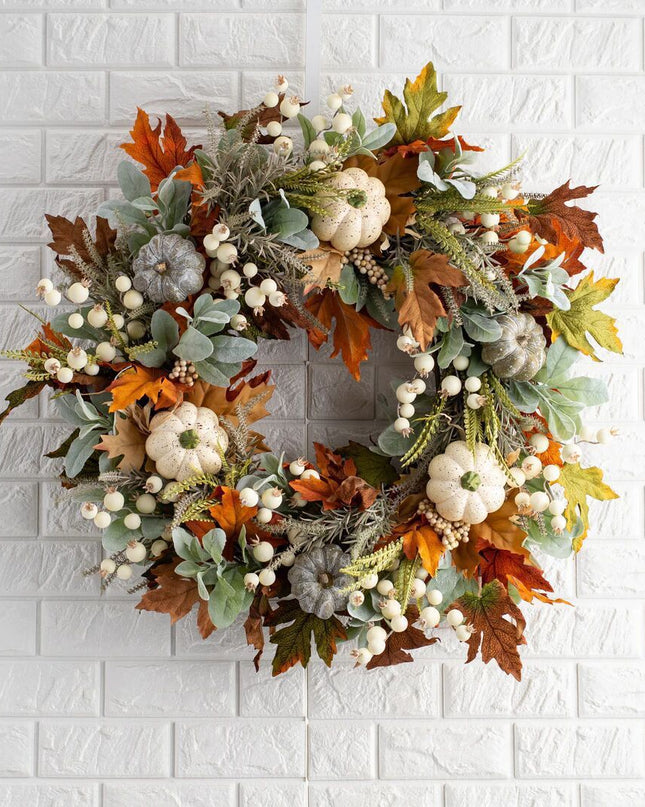 Halloween Thanksgiving Autumn Frost Leaf Pumpkin Simulation Garland Props Home Decor