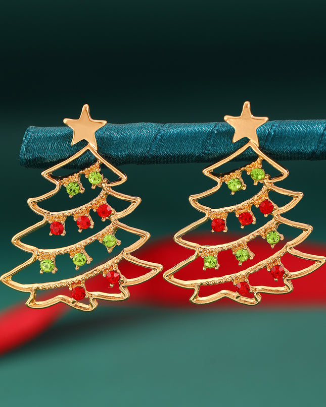 Christmas Earrings With Christmas Tree Colorful Zircon Christmas Tree Earrings  For Women Personality Earrings Party Jewelry Christmas Gift