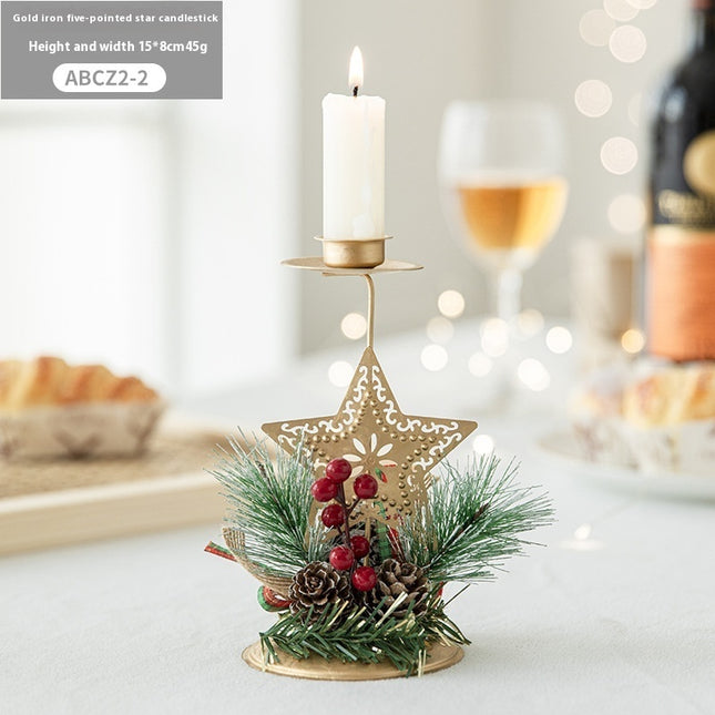 Christmas Candlestick Golden Iron Decoration