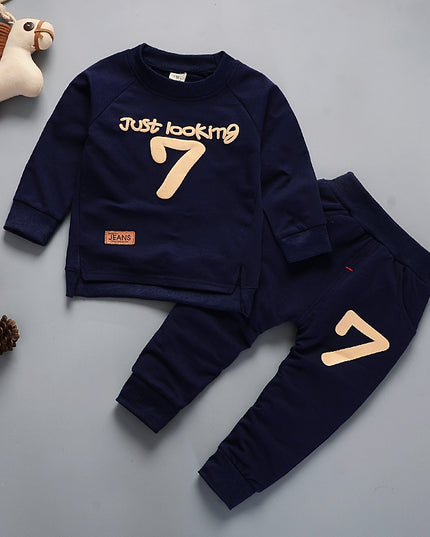 Round Neck Long-sleeved Sweater And Trousers Two-piece Children's Suit - Here 4 you