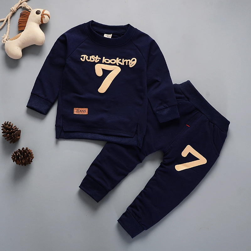Round Neck Long-sleeved Sweater And Trousers Two-piece Children's Suit - Here 4 you