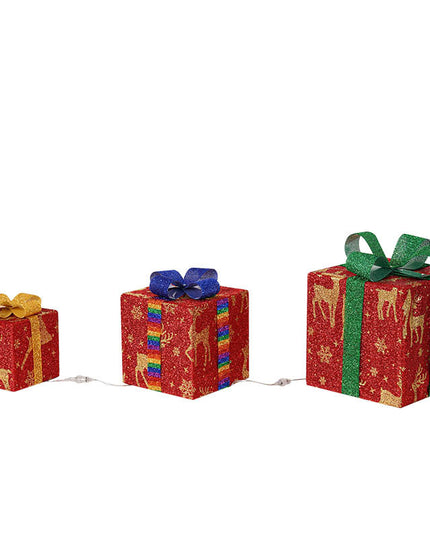 Lighted Up Outdoor Christmas Decorations Luminous Christmas Gift Box With Bow For Holiday Christmas Tree Home Yard Decor