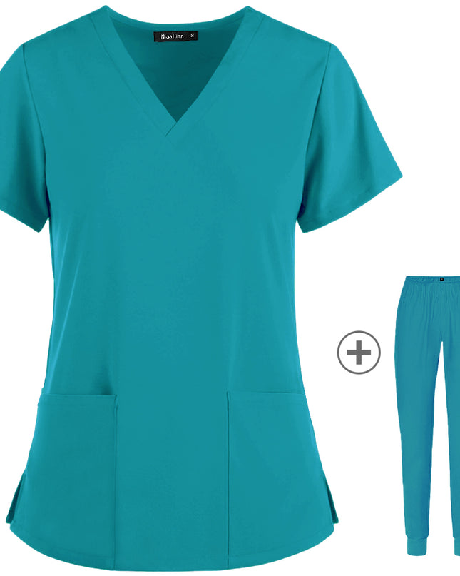 Stretch Slim Nurse Uniform Short-sleeved Summer Split Suit Overalls