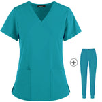Mono de traje dividido de verano de manga corta uniforme de enfermera delgado elástico