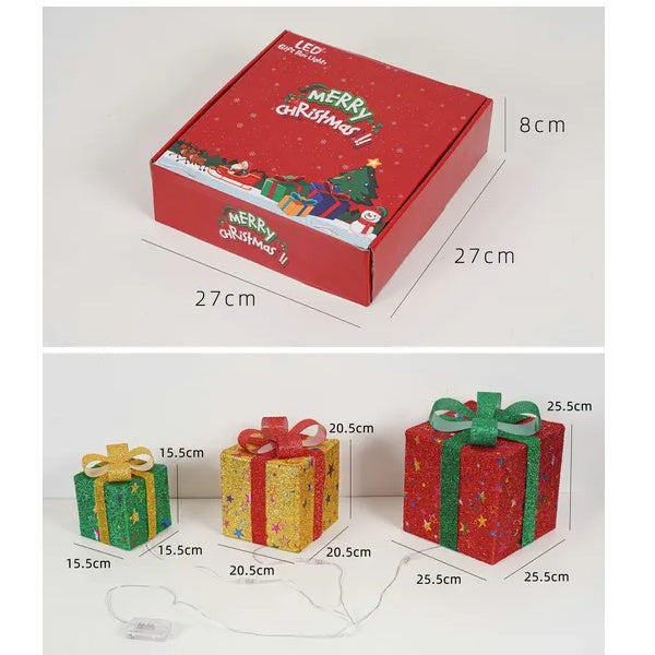 Christmas Light Box, LED Light Foldable Decoration Indoor And Outdoor, Christmas Light Box Gift Decoration Indoor And Outdoor Garden