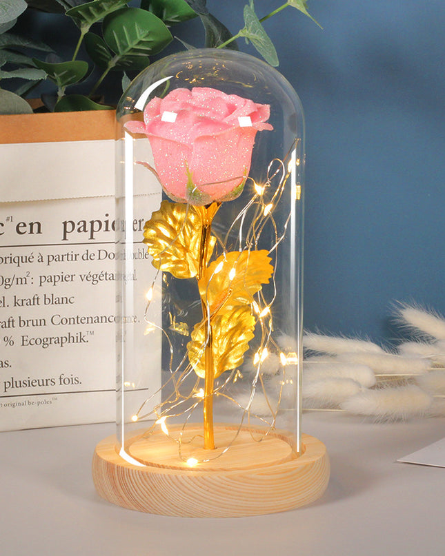 Valentines Day Gift  For Girlfriend Eternal Rose Flowers LED Light In Glass Cover Day Wedding Decoration Favors Mother Day Female Gift  Gift
