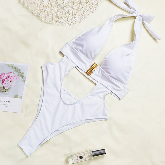 One piece swimsuit with metal buckle - Here 4 you
