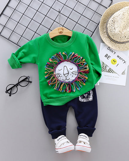 Round Neck Long-sleeved Sweater And Trousers Two-piece Children's Suit - Here 4 you