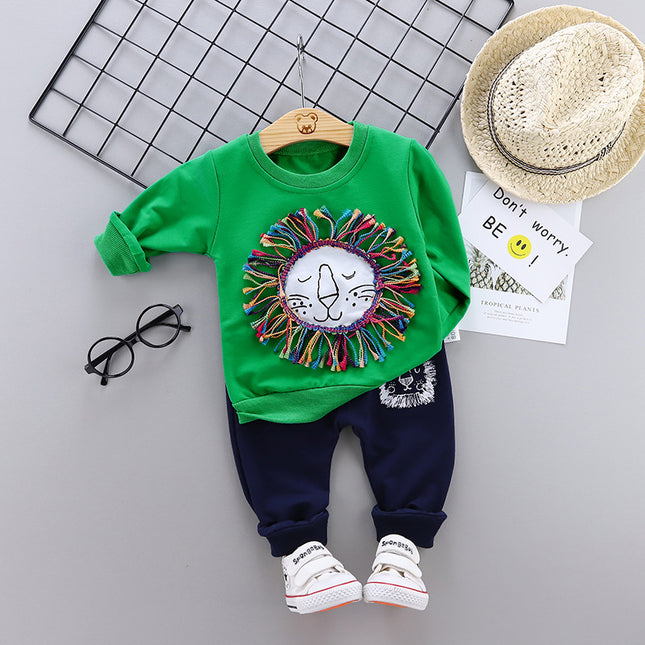 Round Neck Long-sleeved Sweater And Trousers Two-piece Children's Suit - Here 4 you