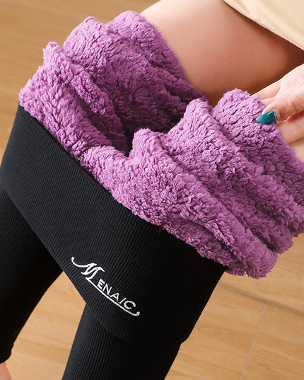 High Waist Plush Leggings Winter Warm Solid Slim Pants Fashion Trousers For Women Clothing
