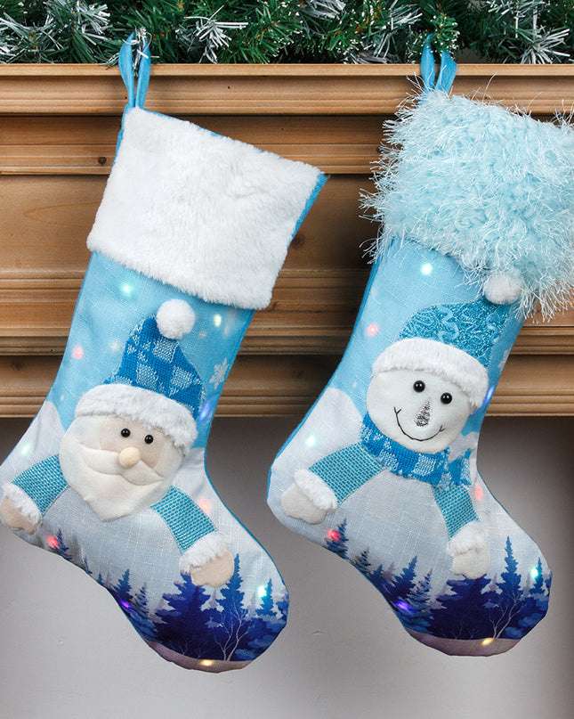 Glowing Large Christmas Stockings Gift Candy Bag With Lights, Christmas Decor for Home