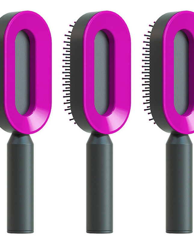 Self Cleaning Hair Brush For Women One-key Cleaning Hair Loss Airbag Massage Scalp Comb Anti-Static Hairbrush