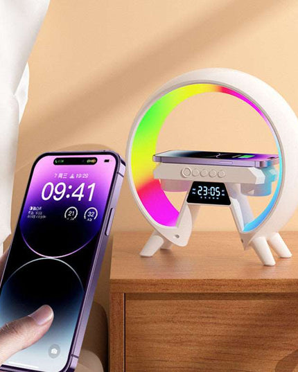 Colorful Bedside With Clock Light Wireless Charger - Here 4 you