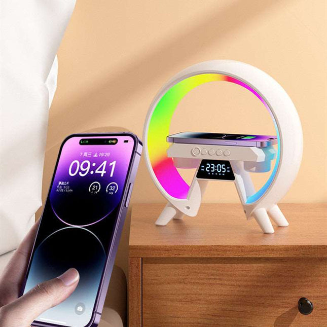 Colorful Bedside With Clock Light Wireless Charger - Here 4 you