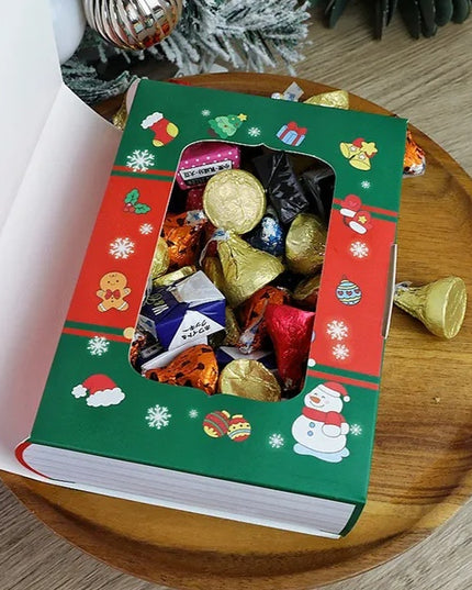 10 Pcs Christmas Candy Boxes Claus Xmas Tree Storybook Box Cookie Goodie Paper Treat Box For Christmas Gift Wrapping Holiday Party Supplies