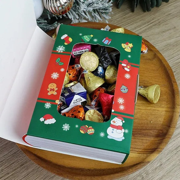 10 Pcs Christmas Candy Boxes Claus Xmas Tree Storybook Box Cookie Goodie Paper Treat Box For Christmas Gift Wrapping Holiday Party Supplies
