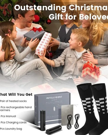 Heated Set Rechargeable - Heated Socks And Hand Warmers For Men - 2 Packs 6000mAh Electric Foot Warmers - Gifts For Camping, Hunting, Fishing And Outdoor Activities - Christmas Stocking Stuffers