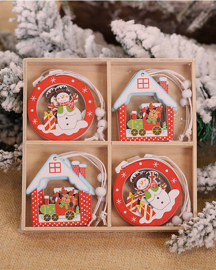 Christmas Snowflakes Wooden Pendants Xmas Tree Ornaments Home Hanging Decor Christmas Decorations