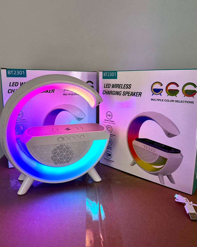Colorful Bedside With Clock Light Wireless Charger - Here 4 you