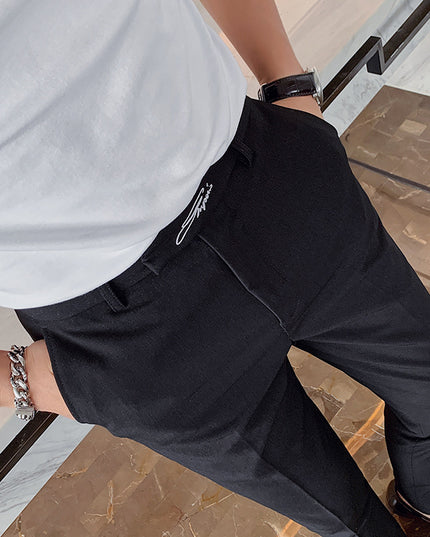 Embroidered New Men's Slim Casual Western Trousers