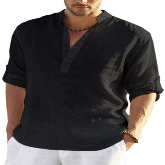 Men's Casual Long Sleeve Cotton linen shirt - Here 4 you