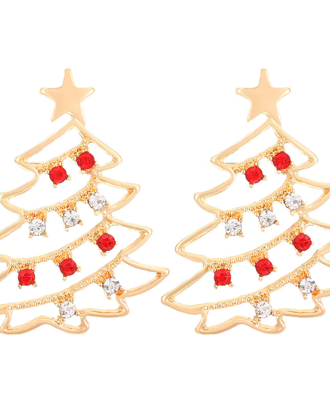 Christmas Earrings With Christmas Tree Colorful Zircon Christmas Tree Earrings  For Women Personality Earrings Party Jewelry Christmas Gift