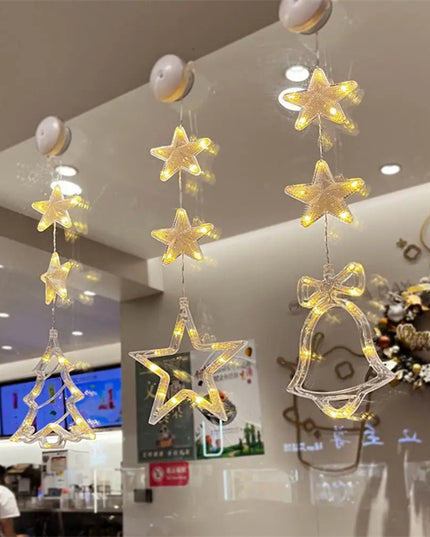Christmas 3pcs LED Light Star Xmas Tree Hanging Window Ornaments Decoration For Home Xmas Navidad Christmas Decorations