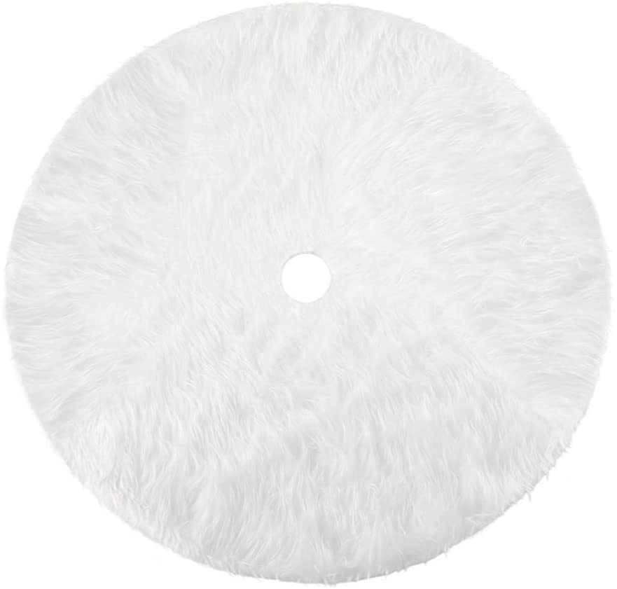 White Christmas Tree Skirt Plush Faux Fur Xmas Tree Merry Christmas Tree Decorations Navidad Home Decor