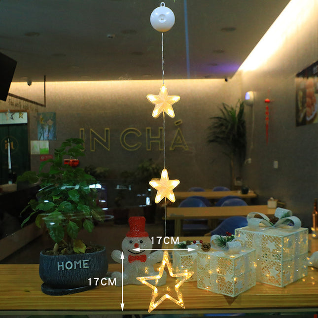 Christmas 3pcs LED Light Star Xmas Tree Hanging Window Ornaments Decoration For Home Xmas Navidad Christmas Decorations