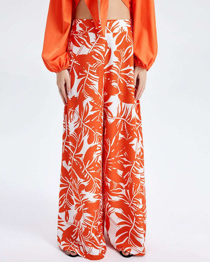 New Women's Temperament Print Pants V -neck Long Sleeve Two -piece Suit - Here 4 you