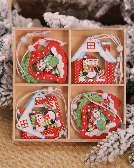 Christmas Snowflakes Wooden Pendants Xmas Tree Ornaments Home Hanging Decor Christmas Decorations