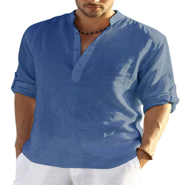Men's Casual Long Sleeve Cotton linen shirt - Here 4 you