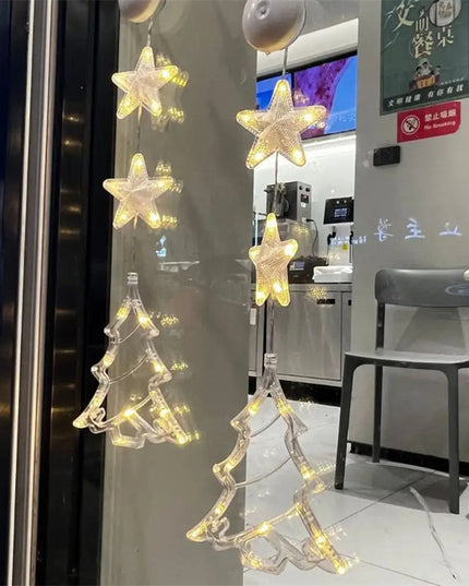 Christmas 3pcs LED Light Star Xmas Tree Hanging Window Ornaments Decoration For Home Xmas Navidad Christmas Decorations