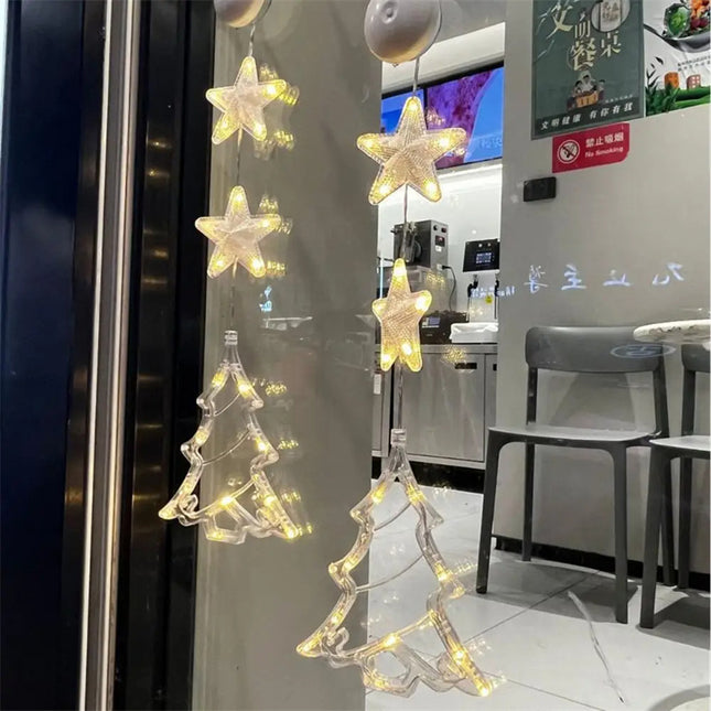 Christmas 3pcs LED Light Star Xmas Tree Hanging Window Ornaments Decoration For Home Xmas Navidad Christmas Decorations